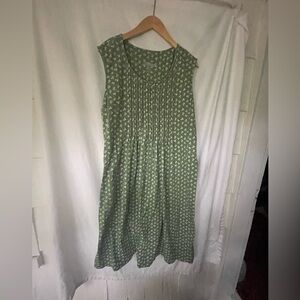 The Vermont Country Store Green  Floral Sleeveless Jumper Midi Dress Size 1X